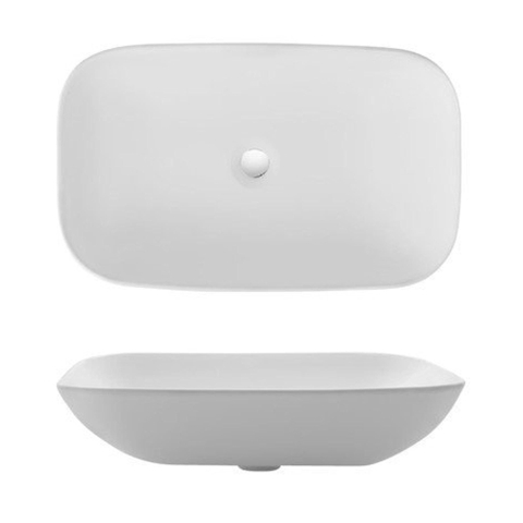 Crosswater Serene Wastafel - 58x35x15cm - zonder kraangat - zonder overloop - glans wit SW487154