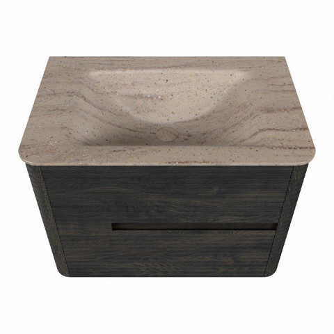 Mondiaz CIRO-DLUX Badkamermeubelset - 70x45x50cm - Solid surface wastafel Saba - 1 wasbak Midden - zonder kraangaten - 2 lades - Shadow SW1532685