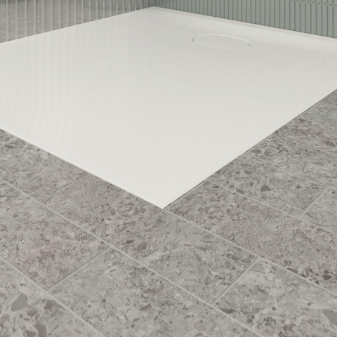 Villeroy & Boch Ecora douchebak - 100x90x3.5cm - afvoer korte zijde - white alpine (wit) SW1558916