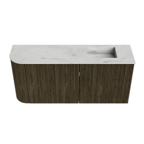 Mondiaz JOYA-DLUX 91.6cm meuble de salle de bains - arrondi gauche couleur Shadow - Vasque FAYE position Droite 1 trou de robinet couleur Opalo. SW1423006