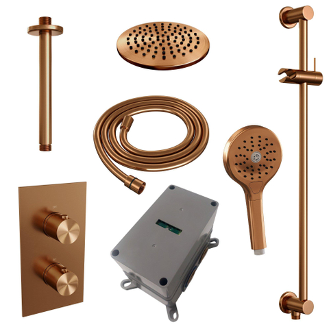 BRAUER Copper Edition inbouw regendoucheset – Ø20 cm hoofddouche – 30 cm plafondbuis – ronde handdouche – 2 functies SW538373