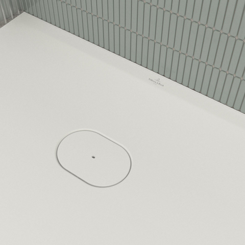Villeroy & Boch Ecora douchebak - 150x100x3.5cm - afvoer korte zijde - stone white (wit) SW1558958