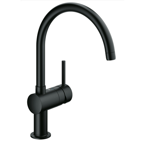 GROHE Minta Mitigeur de cuisine - haut - bec rond pivotant - noir mat SW67951