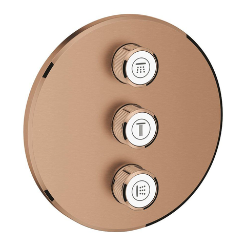 Grohe Grohtherm SmartControl Afbouwdeel - voor inbouwkraan - volumeregeling (stopkraan) - 3 functies - rond - brushed warm sunset (koper) SW354765
