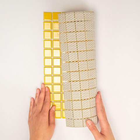 The Mosaic Factory Barcelona carrelage mosaïque - 30x30cm - carrelage mural - Carré - Porcelaine Flammé Jaune Brillant SW157191