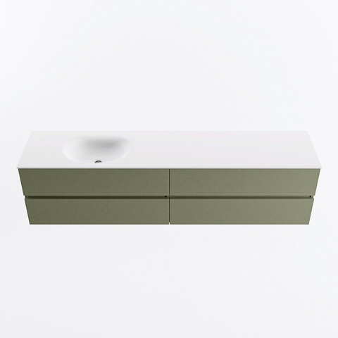 Mondiaz VICA Ensemble de meubles de salle de bains - 200cm - army - 4 tiroirs - Lavabo MOON - gauche - sans trou de robinet - couleur talc - Version XL 60cm de haut SW1189228
