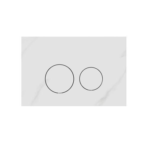 Plaque de commande QeramiQ Push Stone - pour réservoir encastré Geberit UP320 - double chasse - boutons ronds - pierre naturelle - marbre blanc SW1244456