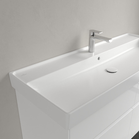 Villeroy & Boch Collaro meubelwastafel - 120x47cm - met overloop - 1 kraangat CeramicPlus - Stone White (mat wit) SW358339