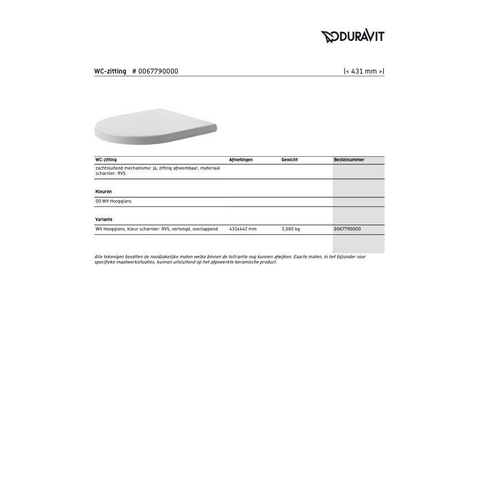 Duravit Starck 3 WC-zitting - 43.1x44.2x4.2cm - met softclose met quickrelease - Kunststof wit Glanzend 0290519