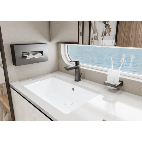 Hansgrohe AddStoris Q glashouder - met glas - geborsteld zwart chroom (antraciet) SW651570