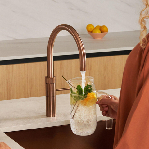 Quooker Fusion Round kokendwaterkraan - draaibare uitloop - Combi+ reservoir - Warm / kokend water - Rosé Koper SW968356