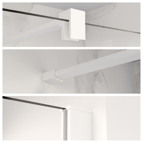 FugaFlow Eccelente Vetro profielset 200cm + stabilisatiestang 120cm mat wit - SW1125383