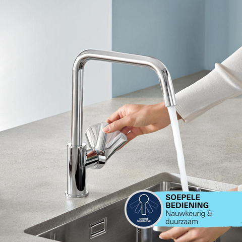 Grohe Start QuickFix Keukenkraan - met uittrekbare handdouche - met dual spray - voorsprong 22.1cm - matte black (mat zwart) SW1028176