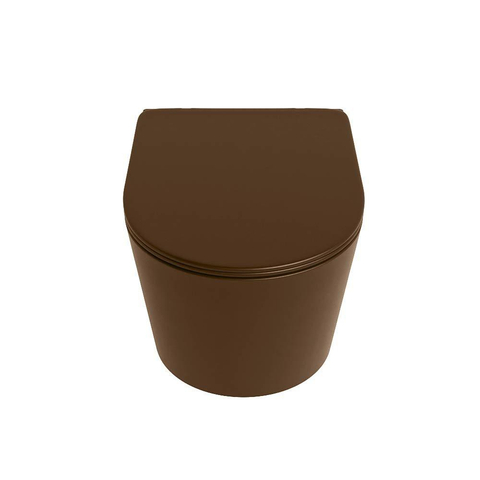 Mondiaz LAVIE hangtoilet – spoelrandloos – 36 x 53 cm – met softclose zitting – Rust (bruin) SW1208705