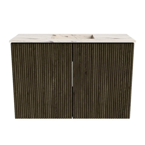 Mondiaz JOYA-DLUX 60cm meuble de salle de bains - couleur Shadow - Vasque FAYE position Milieu 1 trou de robinet couleur Nata. SW1424949