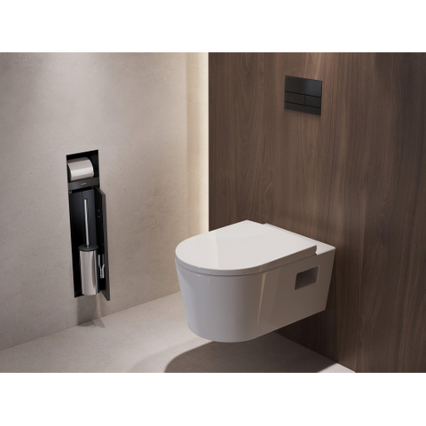 Hansgrohe XtraStoris Rock Porte-brosse WC - porte-rouleau - porte carrelable - noir mat SW1590299