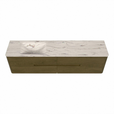 Mondiaz CIRO-DLUX Badkamermeubelset - 190x45x50cm - Solid surface wastafel Nata - 1 wasbak Links - 1 kraangat - 4 lades - Dusk SW1533251