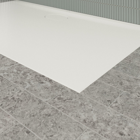 Villeroy & Boch Ecora douchebak - 140x80x3.5cm - afvoer lange zijde - stone white (wit) SW1558983