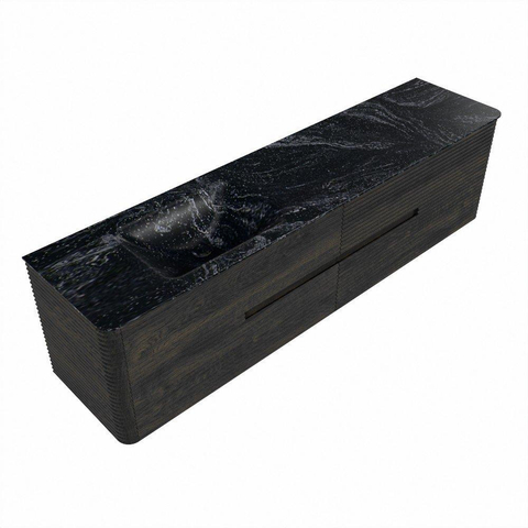 Mondiaz CIRO-DLUX Meuble de salle de bains - 190x45x50cm - lavabo Solid Surface Lava - 1 vasque à gauche - sans trous de robinet - 4 tiroirs - Shadow SW1532407