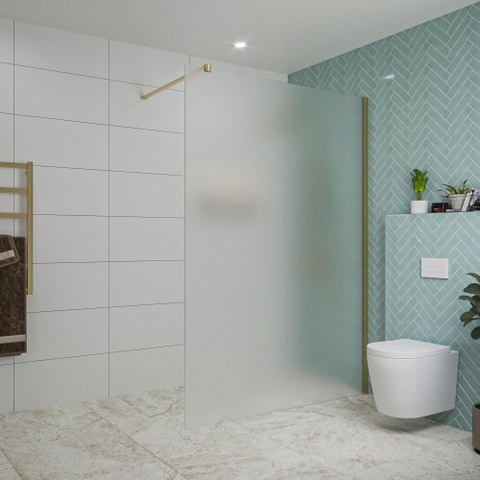 FugaFlow Eccelente Vetro Douche à l'italienne - 140x200cm - verre satiné - Laiton brossé SW1124742