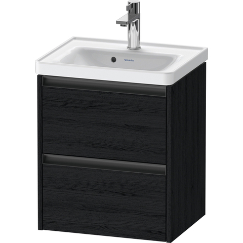Duravit Ketho.2 Wastafelonderbouwkast - met 2 laden - 48.4x37.5x54.9cm - met grepen antracieteiken - mat zwart eiken (hout) SW772309