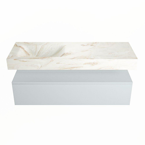 MONDIAZ ALAN - DLUX Badkamermeubelset - 130cm - onderkast - Clay - 1 lade - vrijhangende wastafel - wasbak links - 1 kraangat - Frappe SW805284