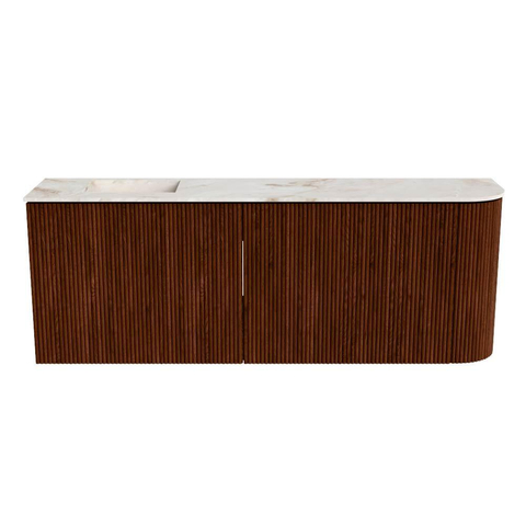 Mondiaz JOYA-DLUX 111.6cm toiletmeubel - ronding rechts kleur Ruby - Wastafel FAYE positie Links Zonder kraangat kleur Frappe. SW1423504