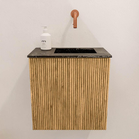Mondiaz JOYA-DLUX 40cm toiletmeubel - kleur Oak - Wastafel FAYE positie Rechts Zonder kraangat kleur Lava. SW1422044