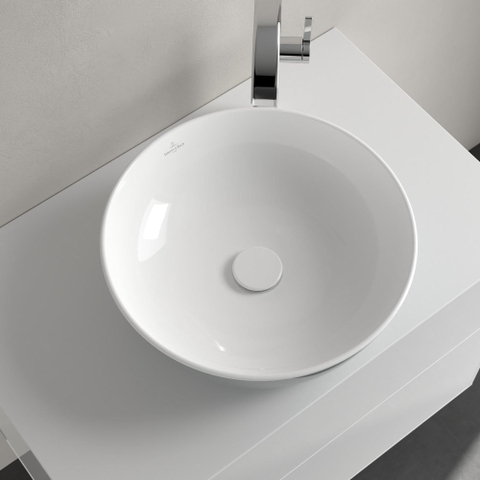 Villeroy & Boch Artis opzetwastafel - 43x43cm - zonder kraangat - zonder overloop CeramicPlus - French Linen (glans grijs) SW68816