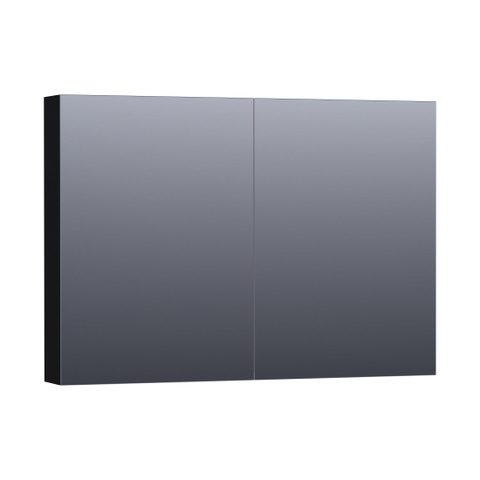 Saniclass Dual Spiegelkast - 100x70x15cm - 2 links- rechtsdraaiende spiegeldeur - MDF - mat zwart SW371750