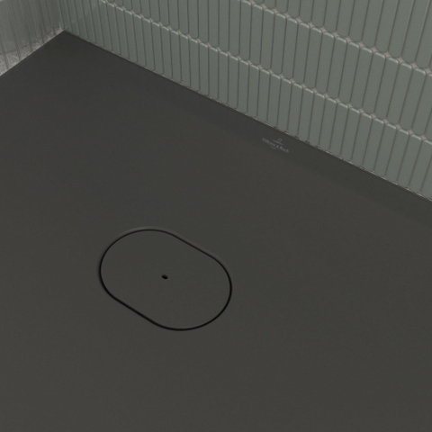 Villeroy & Boch Ecora douchebak - 150x90x3.5cm - afvoer korte zijde - anthracite (antraciet) SW1558924