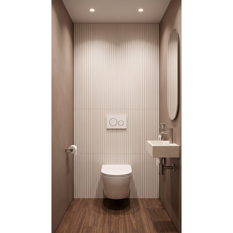 QeramiQ Dely Pack WC - 36,3x51,7cm - à fond creux - sans bride - réservoir encastré Geberit UP320 - abattant WC softclose 35 mm - plaque de déclenchement blanche brillante - boutons ronds - blanc mat SW1235381