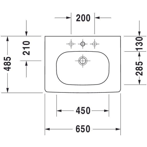 Duravit D-code Wastafel - 65x48cm - met 1 kraangat - met overloop - wit 0295855
