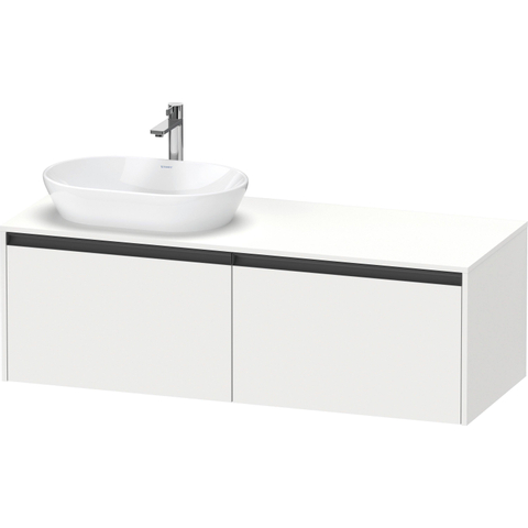 Duravit Ketho.2 Wastafelonderbouwkast - inclusief consoleplaat - met 2 laden - voor waskom links - 140x55x45.9cm - met handgrepen antraciet - wit mat SW772877