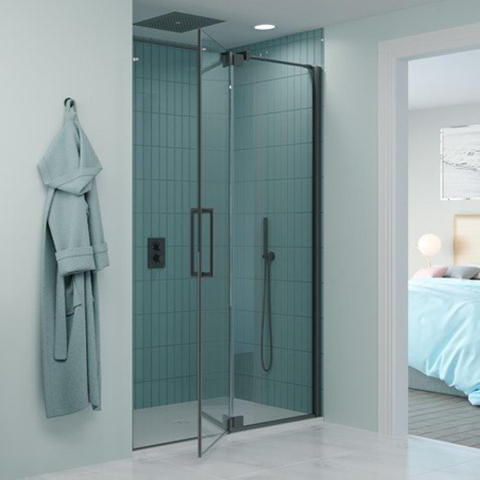 Crosswater Optix 10 Scharnierdeur - Inline Paneel - 100cm - gecoat slate gunmetal (antraciet) SW927963