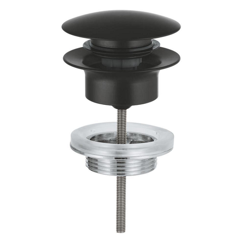Grohe Waste Set - diameter 63mm - push open - matte black (mat zwart) SW1077334