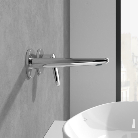 Villeroy & Boch Antao 2 gats - eengreeps wastafelmengkraan - wandmontage - hoogglans chroom SW974133