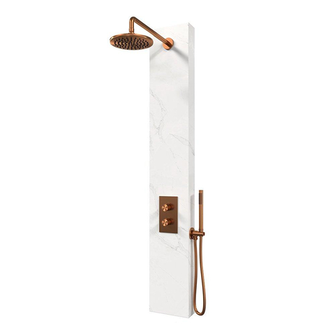 BRAUER Copper Edition ensemble de douche pluie apparent – douche de tête 20 cm – bras mural courbé – douchette bâton – 2 fonctions SW925590