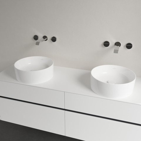 Villeroy & Boch Collaro opzetwastafel - 40x40cm - zonder kraangat - zonder overloop CeramicPlus - White Alpine (glans wit) SW358382