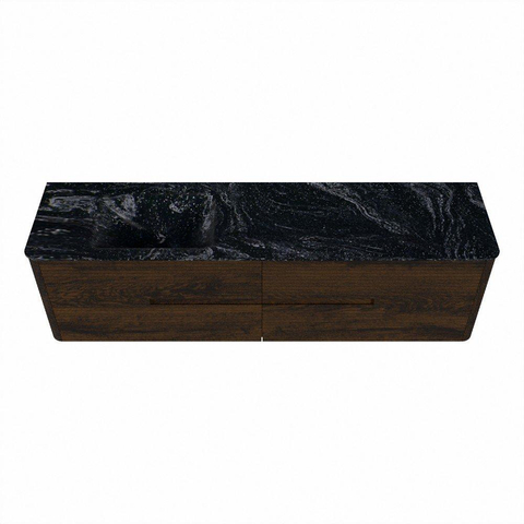 Mondiaz CIRO-DLUX Badkamermeubelset - 180x45x50cm - Solid surface wastafel Lava - 1 wasbak Links - zonder kraangaten - 4 lades - Walnut SW1530187