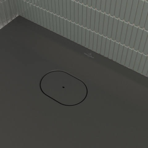 Villeroy & Boch Ecora douchebak - 140x80x3.5cm - afvoer korte zijde - anthracite (antraciet) SW1558863