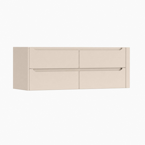 H&R Badmeubelen Juice Wastafelonderkast - 140x45x50cm - rechterhoek afgerond - 4 lades - geïntegreerde greep - Merino SW1490191