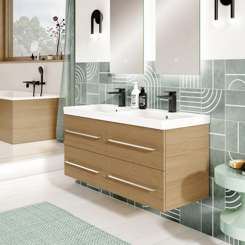 Villeroy & Boch Avento dubbele meubelwastafel - 120x47cm - 2 kraangaten - met overloop - White Alpine (glans wit) SW209499