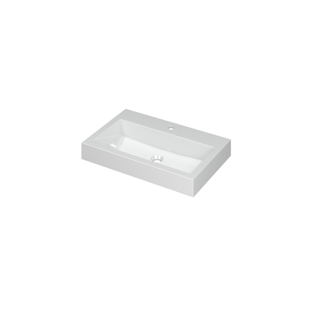 Ink Momento lavabo - 70x45x9cm - simple vasque - 1 trou de robinet - polystone - blanc brillant SW68620
