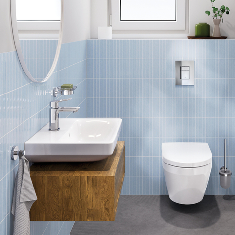Lavabo Grohe Euro céramique 45cm avec trou de robinet et trop-plein blanc alpin SW1234860