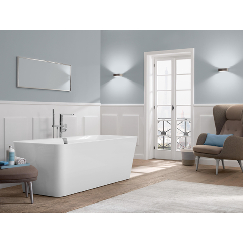Villeroy & Boch Squaro edge 12 kunststof bad quaryl rechthoekig - vrijstaand - 180x80x45cm - inclusief paneel en afvoer /overloopcombinatie - glans wit 0942250