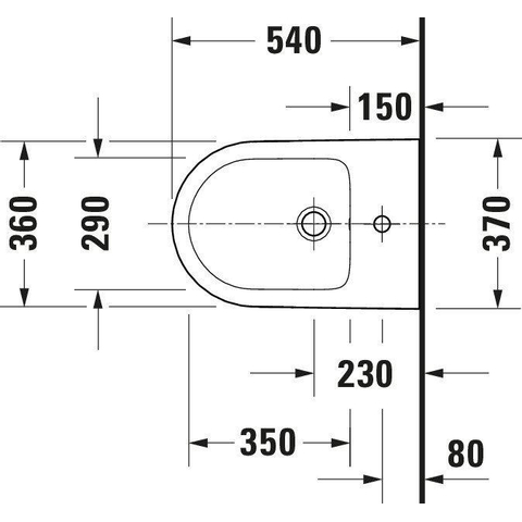 Duravit D-neo Wandbidet - met kraangat - met overloop - 37x54x27cm - met wondergliss - wit SW640395