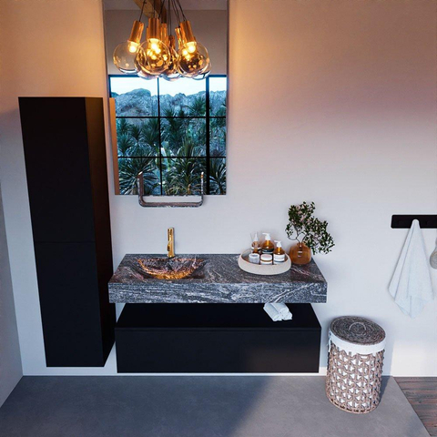 MONDIAZ ALAN - DLUX Ensemble de meuble de salle de bains - 120cm - meuble bas - Urban - 1 tiroir - lavabo suspendu - vasque à gauche - 1 trou de robinet - Lava SW807993