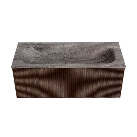 MONDIAZ KURVE-DLUX 110cm badmeubel kleur Walnut met 1 lade en 0 deuren. Wastafel BIG MEDIUM Midden 1 kraangat Oza. SW1432446