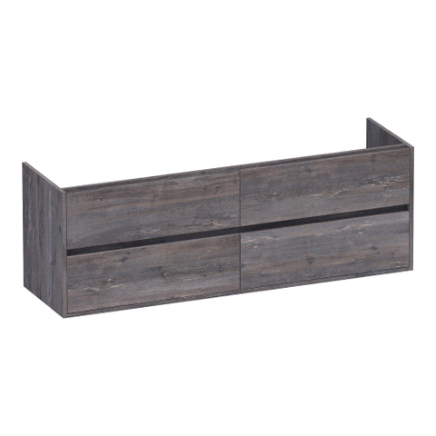BRAUER Adore meuble sous-lavabo - 160x46x55cm - 4 tiroirs à fermeture douce - sans poignées - 2 découpes pour siphon - Driftwood SW1198328